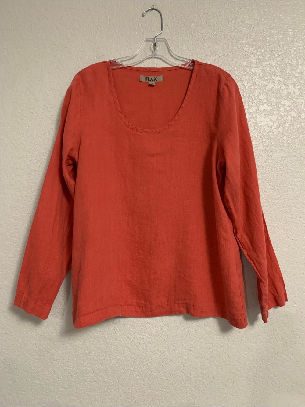 Flax Shirt Top Womens S Linen Oversized Long Sleeve Scoop Lagenlook Boho Beach